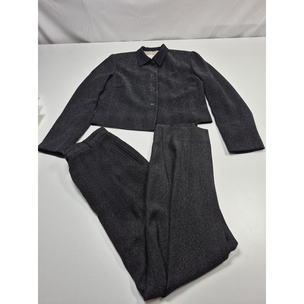 Garfield & Marks Pant Suit Womens 10 Gray Bolero Jacket Pants Made USA 30x30